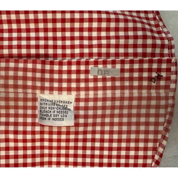 Facconable Mens Red Gingham Button Down Shirt Classic Quality Cotton Made in USA - Picture 8 of 11